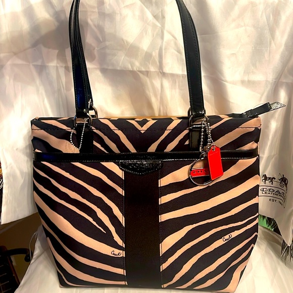 Coach Black and Cream Zebra Print Bag - Picture 2 of 11
